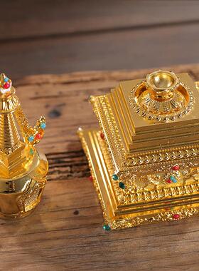 藏式佛具用品菩提塔舍利塔佛塔家用供奉摆件如来八塔大号金色21cm