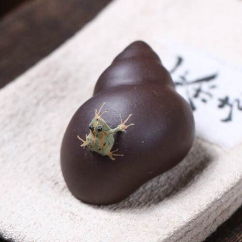 田螺喷水青蛙茶宠摆件紫砂茶桌茶台高端可养摆件茶具装饰品手把件 - 图0