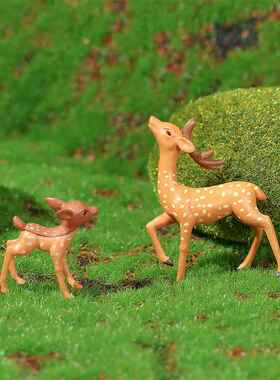 可爱梅花鹿一家 苔藓微景摆件 多肉盆栽装饰品 饰品玩偶摆件