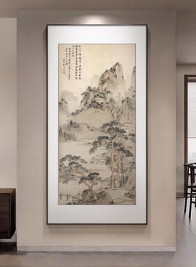张大千山水画入户玄关装饰画新中式国画挂画水墨走廊尽头过道壁画