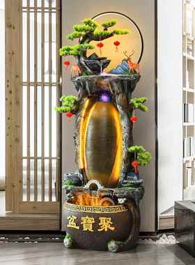 家居庭院室内接待室酒店客厅流水暮墙屏风假山喷泉养鱼缸加湿摆件