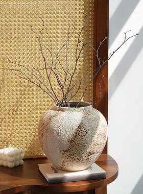 FIVO景德镇陶瓷花瓶复古新中式陶罐侘寂风水培插花花瓶客厅装饰品
