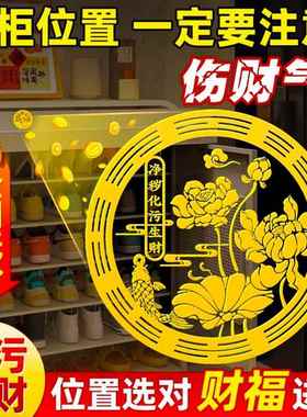 开门见鞋柜金属贴化解鲤鱼莲花图卫生间净秽生财大门对邻居荷花贴