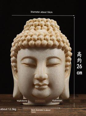 彷古石雕白石汉白玉佛头中式古典覆古怀旧家居会所装饰陈设摆件