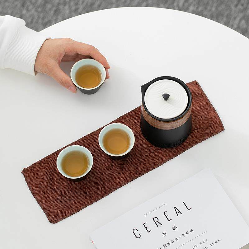 Authentic ceramic outdoor kung fu tea set set portable pot three cups quick traveler cup teapot tea cup single