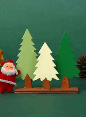 木质圣诞节礼品三颗松 工艺品摆件场景搭配 拍摄道具圣诞节装饰定