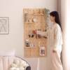 Customized solid wood hole board entrance wall storage rack accessories partition wall styling wall display storage rack