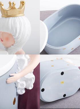 北欧ins风创意可爱女孩纸巾盒摆件少女房间桌面多功能收纳装饰品