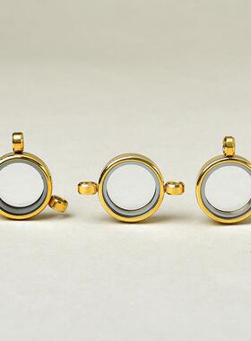 钛钢嘎乌盒双面壳唐卡方形复古吊坠多种图案可选