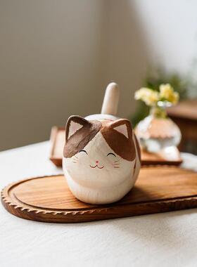 日本进口龙虎作堂太阳能摇尾巴招财猫开业乔迁礼物送生日和纸手绘