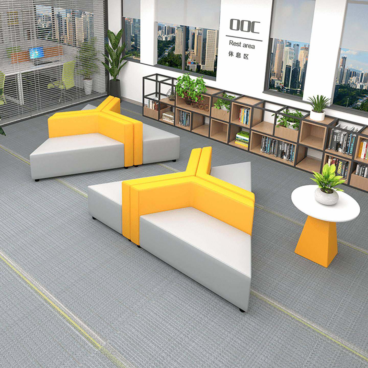 创意休闲 小户型转角办公沙发简约现代接待休息区会客培训机构卡,淘宝优惠券,粉丝福利购,淘宝优惠卷