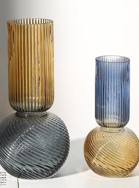 简约创意双色玻璃花瓶玻璃花瓶手工意大利设计插花摆件软装饰品