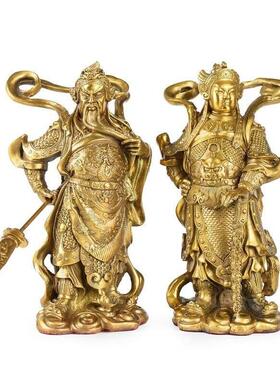 纯黄铜韦陀铜像菩萨摆件镇宅礼品韦陀伽蓝佛像关公韦陀客厅摆件