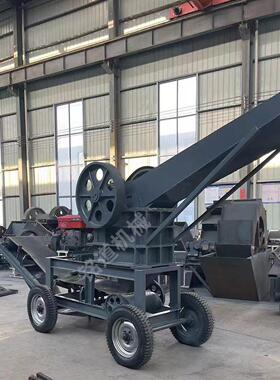 大型移动轮胎鄂式破碎机鹅卵石建筑垃圾粉碎机石材矿山设备碎石机