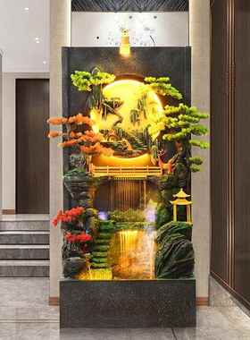 大型水幕墙流水屏风新中式进门玄关流水摆件别墅庭院户外喷泉造景