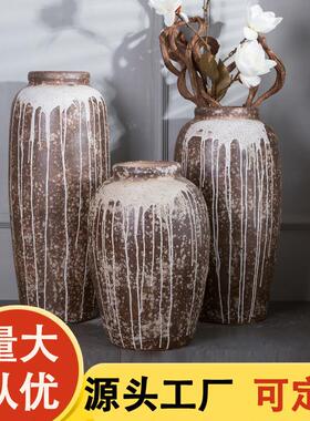 景德镇陶瓷落地花瓶手工粗陶陶罐坛子土陶做旧仿古大型花盆