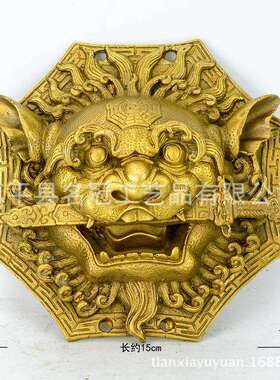 精工纯铜狮咬剑大门仿古拉手狮子头咬剑门环门把手