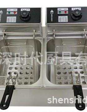 K量大订货产品台式6L+6L不锈钢商用电炸炉201电热双缸双筛油炸