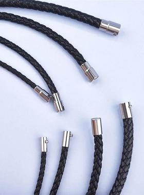 Men-made Leather Necklace Choker Black Brown Braided Rope Ch