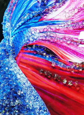 客厅装饰画沙发背景墙钻石三联画挂画餐厅锦鲤斗鱼无障碍高档水晶