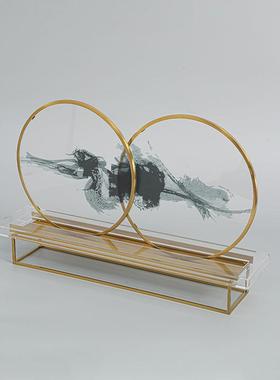 新中式抽水象墨装饰摆客厅桌玄件关办公电视YH042柜书房酒柜软装