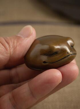 金蟾手件男士身玩摆随件车载文玩三足金蝉把铜解压盘把蟾蜍GTG656