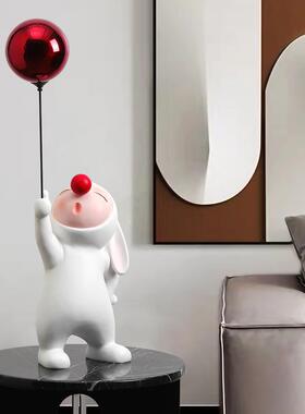 软装气球兔子摆件客厅电视柜ins玄关摆设创意轻奢树脂家居品