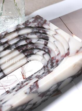 ins风现代天然卡紫大理石拱门摆件酒店公寓样板装饰品摄影棚道具