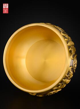 聚宝盆饰品黄铜客厅入口商店前台工艺品钱铜圆柱铜储蓄罐大