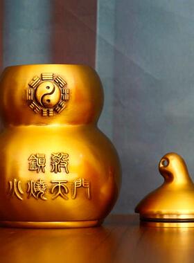 铜避火龙瓶子厨房西北角纯黄铜避火龙瓶罐铜葫芦家居摆件火烧天门