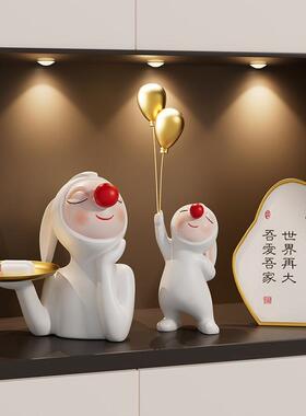 可爱兔子摆件放钥匙收纳托盘入户玄关家居装饰品礼物乔迁新居礼品