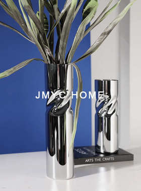轻奢创意电镀玻璃插花花瓶花器摆件客厅茶几玄关样板间家居装饰品