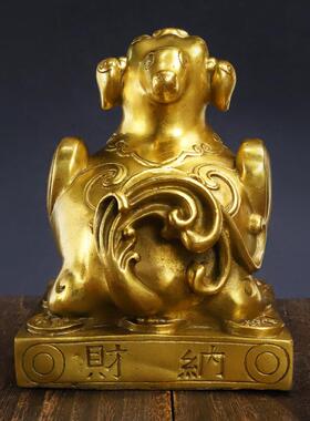 87厂家黄方底貔貅摆件方底单双角铜铜皮休业家店铺开礼居品