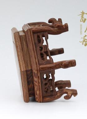 【全国包邮】红六木工艺品鸡石翅木角几底方台实木奇花盆底座玉石