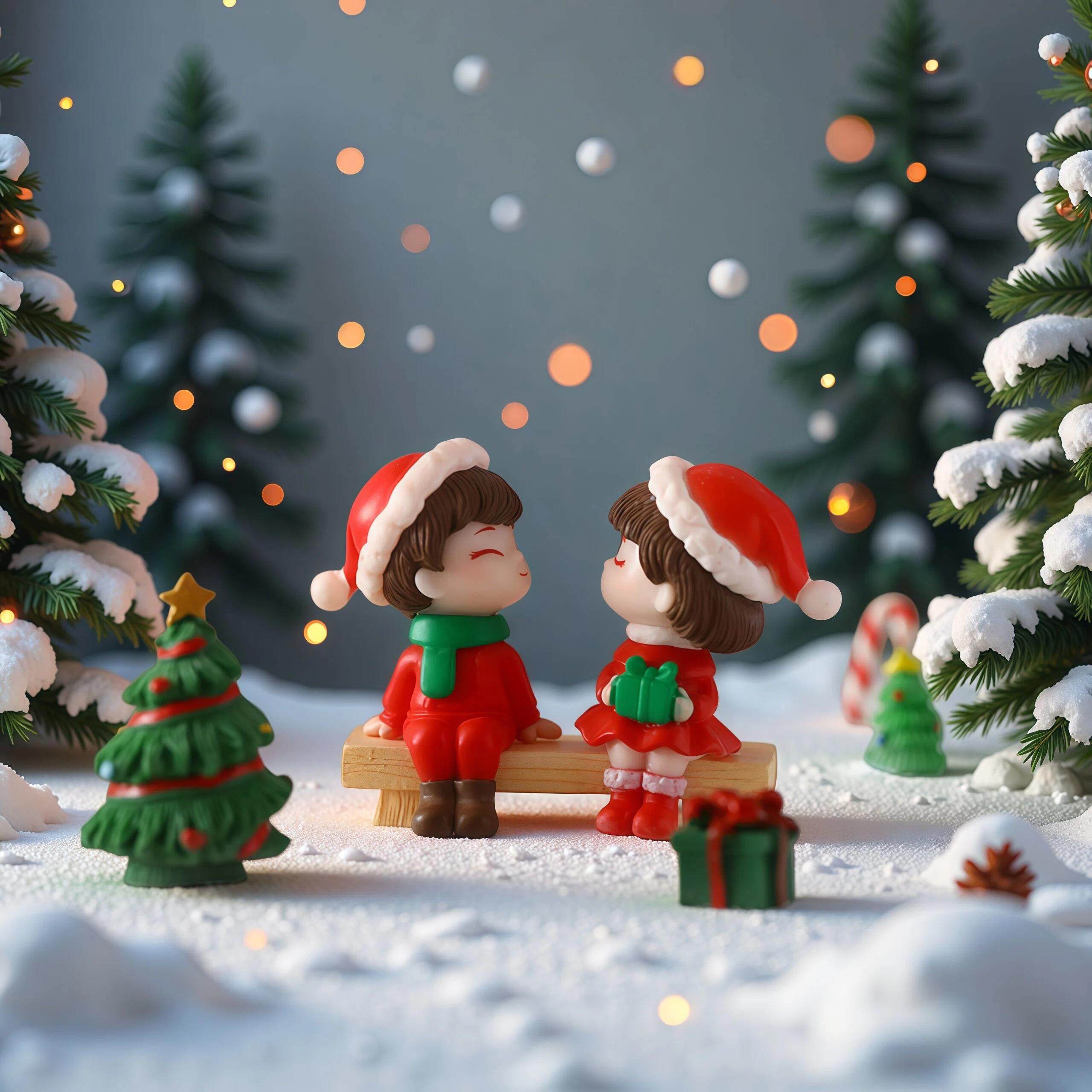 微景观可爱圣诞节雪景情侣娃娃萌粒造景装饰品配件创意桌面小摆件,淘宝优惠券,粉丝福利购,淘宝优惠卷