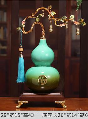 新款五福临芦门葫件轻关奢高档新中式客厅玄酒柜电视柜摆办公室装