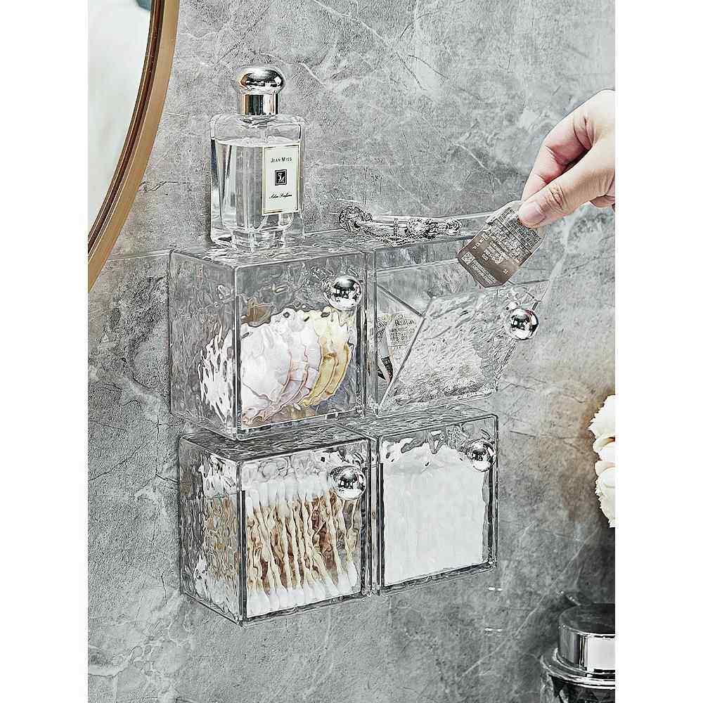 化妆棉收纳盒卫生间镜柜里洗脸巾整理盒壁挂透明棉签盒口红置物架,淘宝优惠券,粉丝福利购,淘宝优惠卷