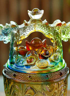 琉璃一桶金路路畅通一桶金钱摆件招财聚宝盆玄关客厅店铺送礼摆件