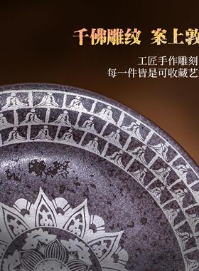 敦煌千佛非遗鎏银线香香插陶瓷线香炉香炉中式插香底座高级感摆件