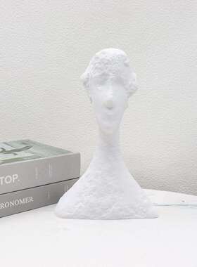 黑白女人头像人物雕塑摆件简约现代样板房电视柜家居软装饰品摆设