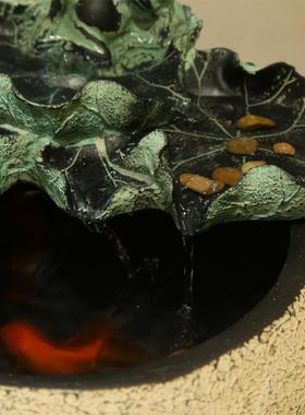 正品创意面流水摆件桌客厅风水轮加开湿器鱼缸礼家居招财流水喷泉