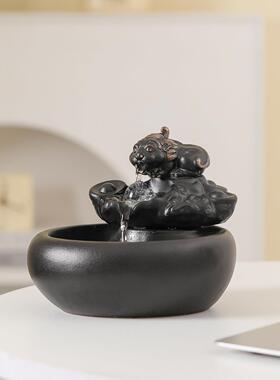 流水摆件风水球招财貔貅陶瓷喷泉流水循环水办公室桌面装运球摆设