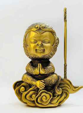 纯黄铜孙悟空家居摆设齐天大圣工艺品斗战胜佛像全铜猴子车载摆件