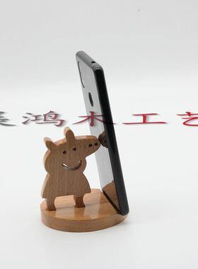 厂家生产木质手机座 实木懒人手机立体底座 榉木手机座礼品印LOGO