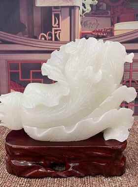 白菜摆件 阿富汗白玉白菜摆件 玄关客厅白玉大白菜摆饰