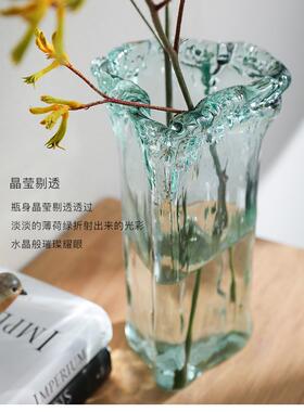 西班牙进口玻璃花瓶 北欧简约插花花器 客厅餐厅电视柜装饰品摆件