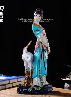 石湾陶瓷公仔摆件家居客厅少女客厅卧室结婚装饰品连年有余田园风