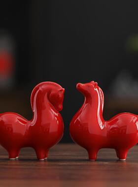创意招财唐马摆件陶瓷动物马中式客厅书房办公室桌面装饰品工艺品