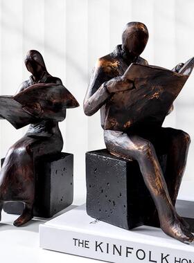 读书者办件阅摆读者房雕像创意玄关书客厅公桌树脂摆件欧1式风格