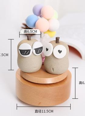 高档永不分原婚木精结致音乐盒创意新陶瓷情侣闺梨蜜礼物八音盒婚